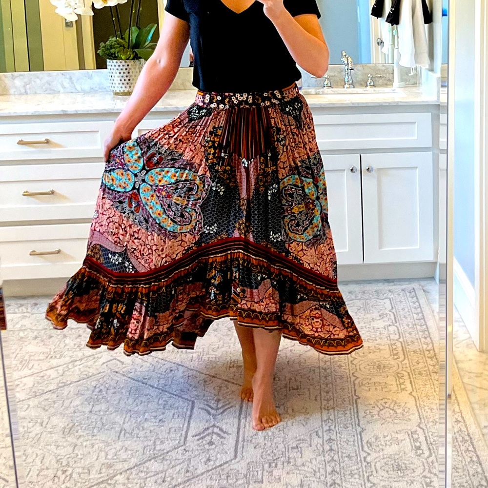 Anthropologie Global Boho High Low Maxi Skirt size 4